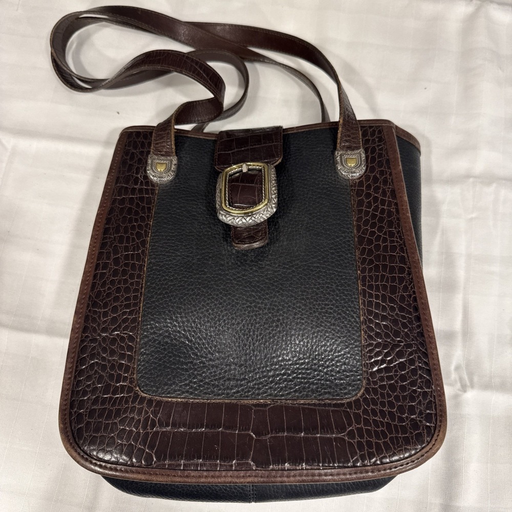 Brighton | Shoulder Handbag Purse | Embossed Leather Croc | Vintage 1990s